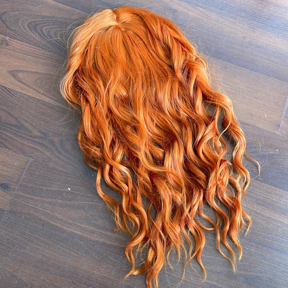 Topper wig Auburn Ginger Orange Colored Water Wave Lace Frontal new wavy…